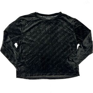 Juicy Couture Pajama Top Black Velour Loungewear Women's XL All Over Logo